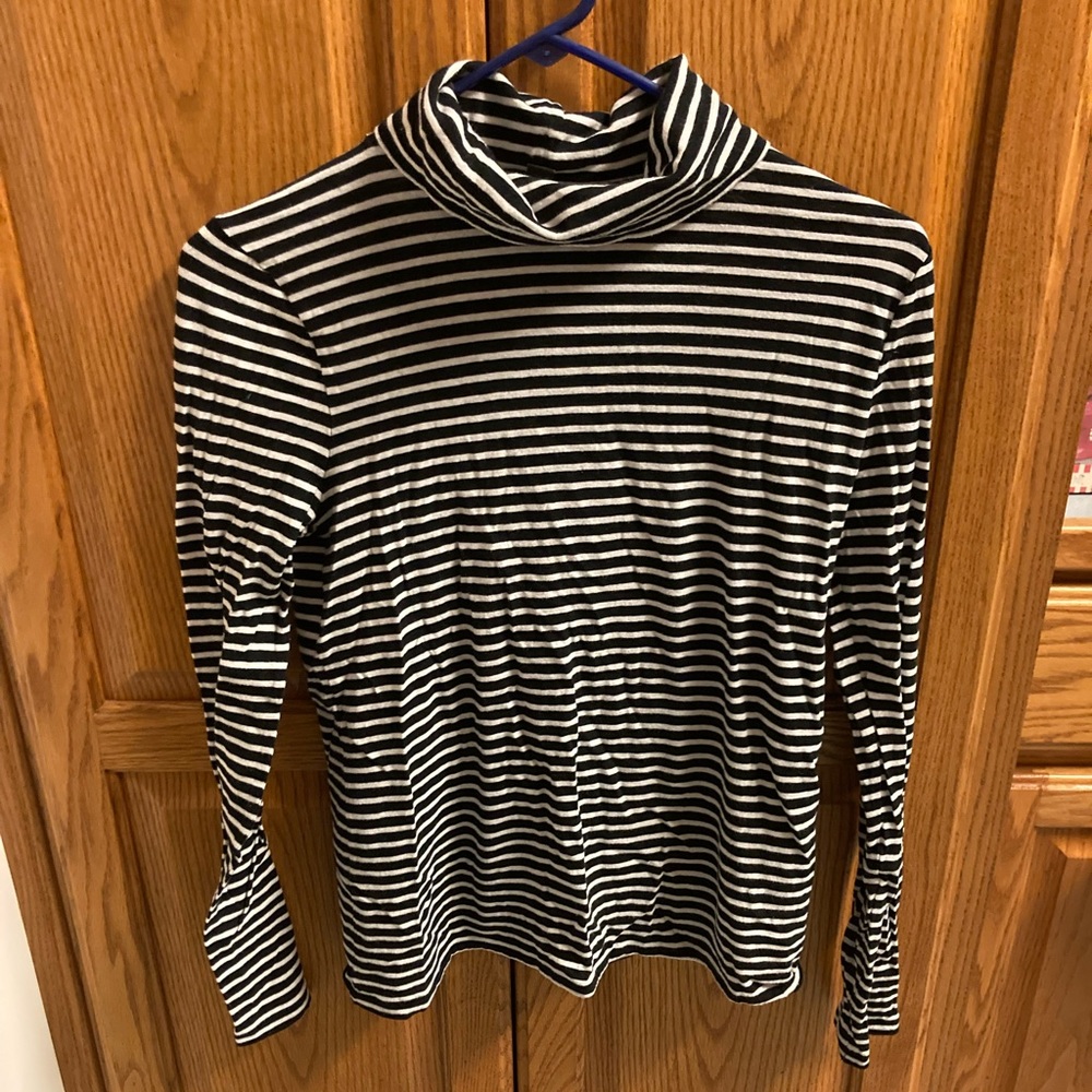 Mercantile black and white stripe turtleneck, Med
